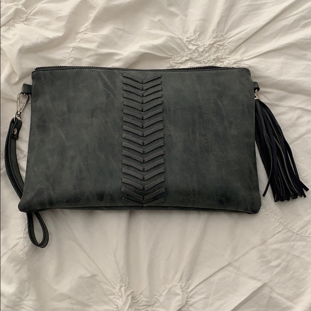 Grey clutch with tassel detail
